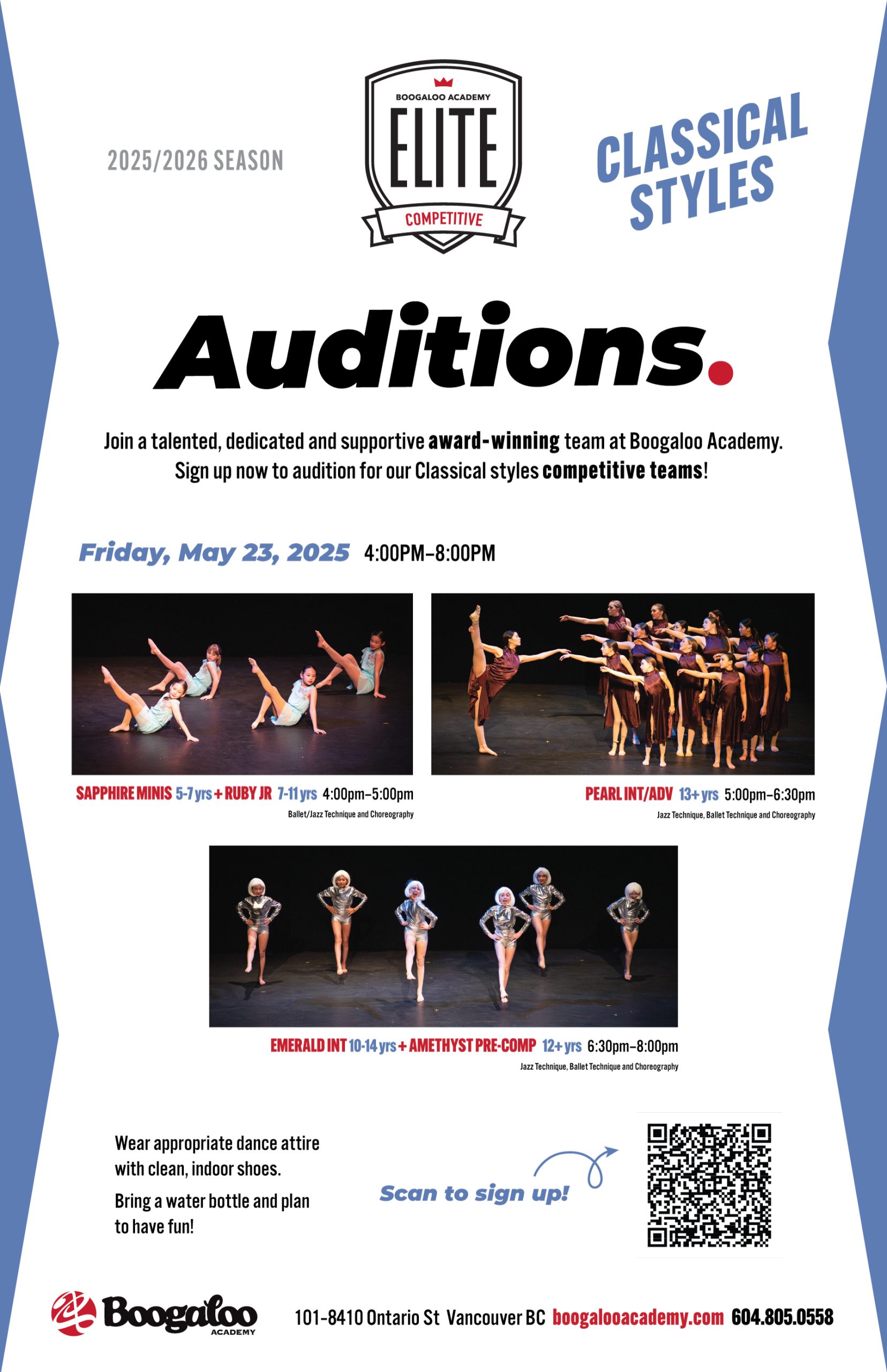 BoogalooAcademy-Auditions-Posters-2025-Classical-F Boogaloo Academy 6 week classes for ages 5-8 years